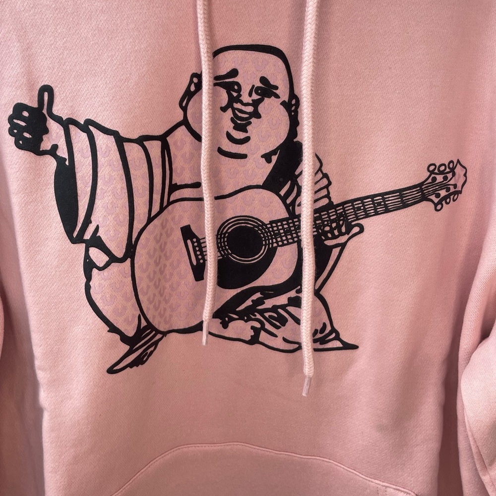 True Religion Buddha Graphic Print Dull Pink Hoodie Men’s Sz L MSRP$124 NWT - Picture 3 of 6